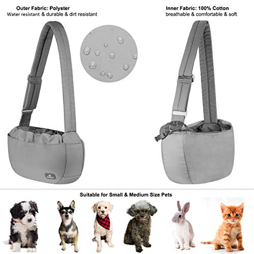 Philorn Bolsa Bandolera de Transporte para Mascota Manos Libres, Transportín Bolsa Portador de Viaje para Mascota, Bolso de Hombro Acolchada Ajustable para Perro Gato de Hasta 30lbs - Muchos Bolsillos