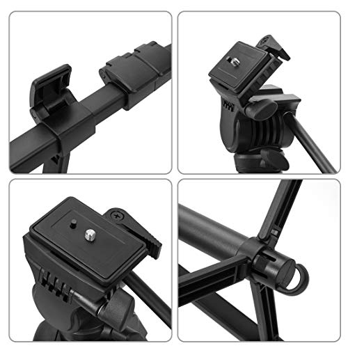 Phinistec 152cm Trípode Cámara Réflex para Móvil, iPhone, Gopro, Smartphone con Hidráulica Cabeza y Adaptador de Móvil y Gopro para Fotografía y Video (Negro)