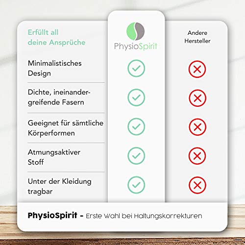 PhysioSpirit Corrector de postura prémium – Corrector de postura recto – Para una postura corporal segura – Correa de hombro – Corrector de postura para la espalda – Hombres y mujeres – L/XL