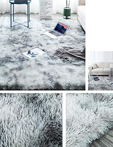 PICTURESQUE Shaggy Fluffy Rugs Alfombra Antideslizante Alfombra Comedor Dormitorio Alfombra para Sala de Estar (160x120cm, Z-Gris Ligero)