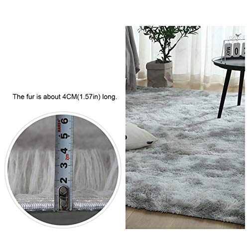 PICTURESQUE Shaggy Fluffy Rugs Alfombra Antideslizante Alfombra Comedor Dormitorio Alfombra para Sala de Estar (160x120cm, Z-Gris Ligero)