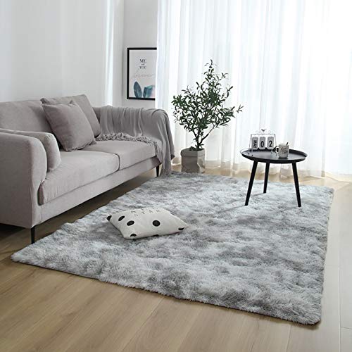 PICTURESQUE Shaggy Fluffy Rugs Alfombra Antideslizante Alfombra Comedor Dormitorio Alfombra para Sala de Estar (160x120cm, Z-Gris Ligero)