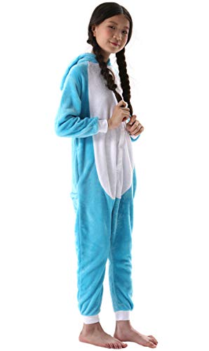 Pijama Animal Entero Unisex para Niños con Capucha Cosplay Pyjamas Ropa de Dormir Traje de Disfraz para Festival de Carnaval Halloween Navidad Azul Elefante para Altura 90-148cm