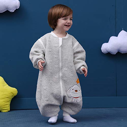 Pijama para bebé, de manga larga, para invierno, con diseño de perro, con pies, de algodón, para niños y niñas