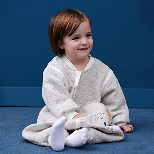 Pijama para bebé, de manga larga, para invierno, con diseño de perro, con pies, de algodón, para niños y niñas