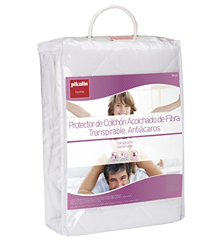 Pikolin Home - Protector de colchón acolchado de fibra con tratamiento antiácaros transpirable para colchones de hasta 32 cm de altura