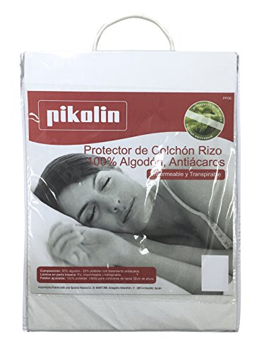 Pikolin Home - Protector de colchón de rizo antiácaros impermeable, transpirable y absorbente para colchones de hasta 32 cm de altura