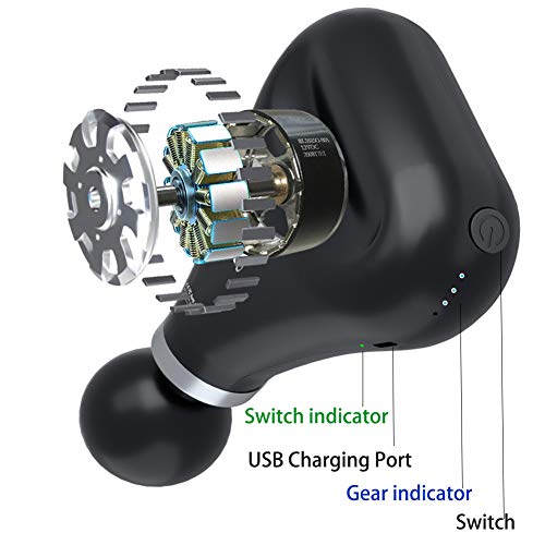 Pistola Masaje Muscular Mini Masajeador de Tejido Profundo con 4 Cabezales de Masaje, Ultra Silenciosos para Relajación Fatiga y para Gimnasio