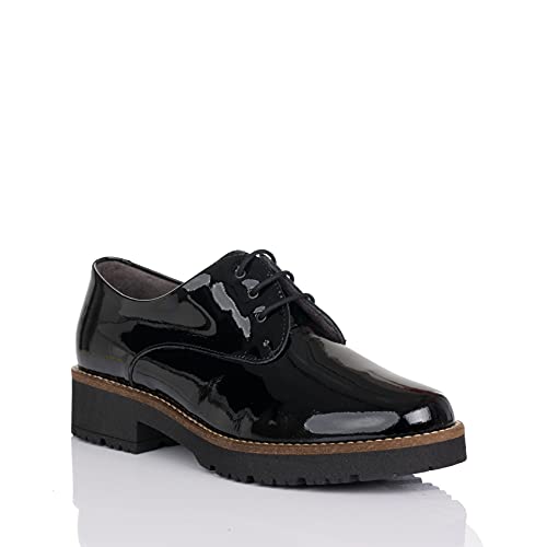 PITILLOS 1090 Zapato Cordones Charol Mujer Negro 37