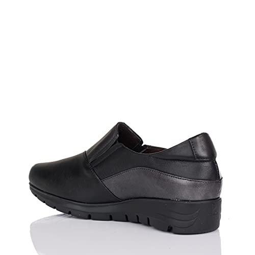 PITILLOS 2300 Zapato Mocasin Piel Combinado Mujer Negro 37