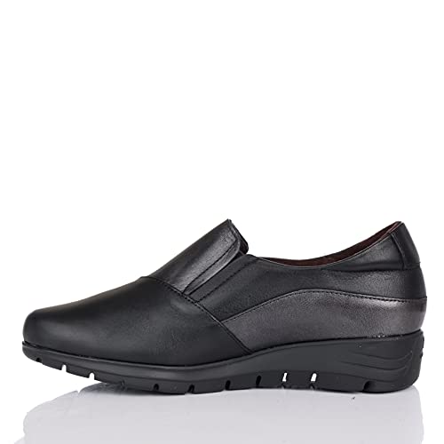 PITILLOS 2300 Zapato Mocasin Piel Combinado Mujer Negro 37