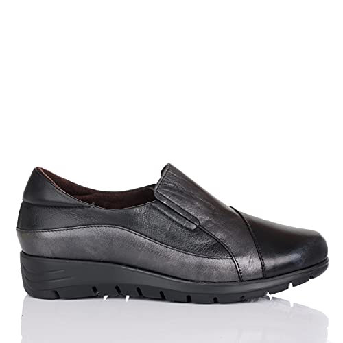 PITILLOS 2300 Zapato Mocasin Piel Combinado Mujer Negro 37