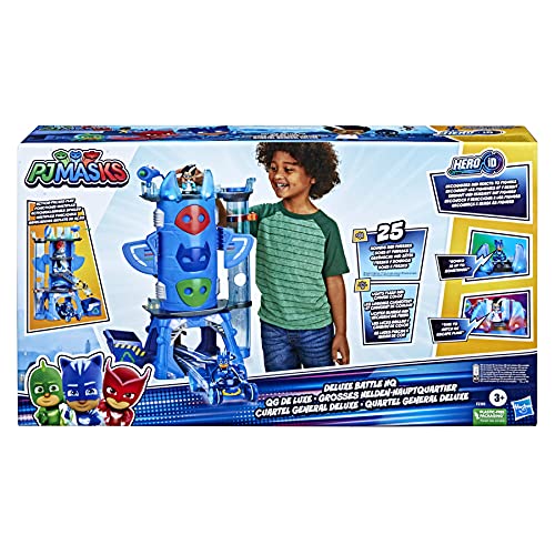 PJ Masks Juguete para niños en Edad Preescolar Deluxe Battle HQ, Set de cuartel General con 2 Figuras de acción y vehículo para niños a Partir de 3 años