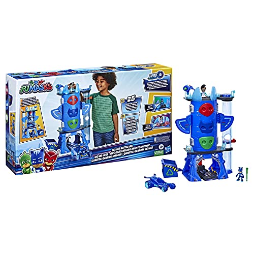 PJ Masks Juguete para niños en Edad Preescolar Deluxe Battle HQ, Set de cuartel General con 2 Figuras de acción y vehículo para niños a Partir de 3 años