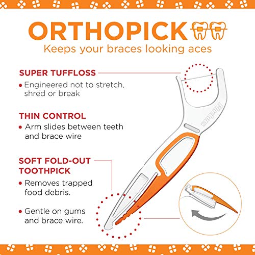 Plackers Orthopick Selecciones de hilo dental para aparatos ortopédicos, 36 unidades