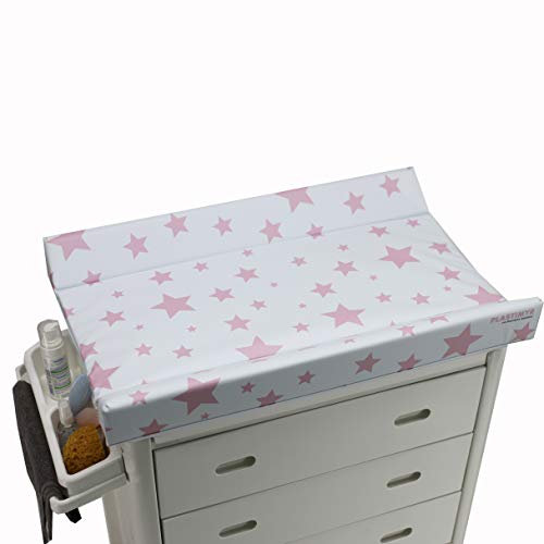 Plastimyr, Bañera con cajones blancos, Estrellas Rosas, 82 × 53 × 107 cm, blanco y rosa