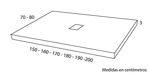 Plato Ducha Resina Efecto Pizarra Extraplano, Resistente al Rayado y Alta Durabilidad, Fácil Instalación y Limpieza y Muy Agradable al Tacto 70x160 Blanco