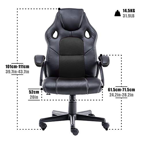 play haha. Silla de Escritorio para Videojuegos, Estilo de Carreras, Silla de Oficina giratoria, ergonómica, Silla de Trabajo con Soporte Lumbar, de Piel sintética con Silla de Trabajo Ajustable