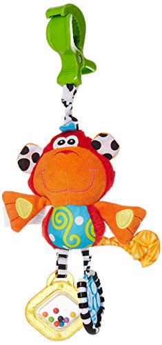 Playgro 182854 - Dingly Dangly, Curly el mono, juguete con sonajero para bebe, lactancia