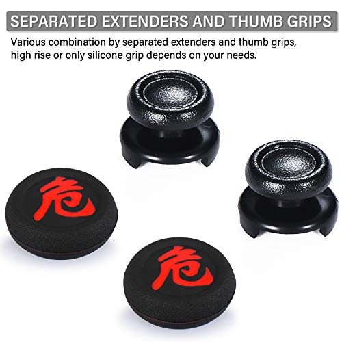 Playrealm FPS Thumbstick Grip Agarres para el Pulgar Extensor Y Impresión Caucho Silicona Apretón Cubrir 2 juegos para PS4 (Peligro De KANJI)