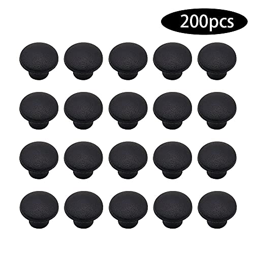 PLCatis - 200 Piezas Tapones Agujeros Muebles 5MM Tapones Plásticos Redondos para Agujeros Tapas Redondas para Ocultar Agujeros - Negro