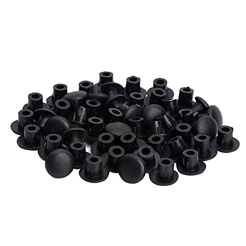 PLCatis - 200 Piezas Tapones Agujeros Muebles 5MM Tapones Plásticos Redondos para Agujeros Tapas Redondas para Ocultar Agujeros - Negro