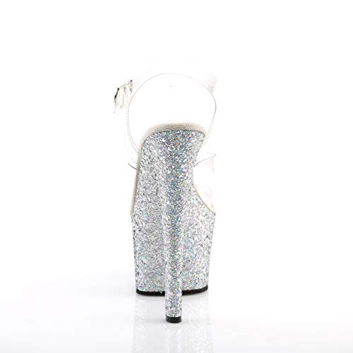 Pleaser SKY-308LG Clr/Slv Multi Glitter UK 4 (EU 37)