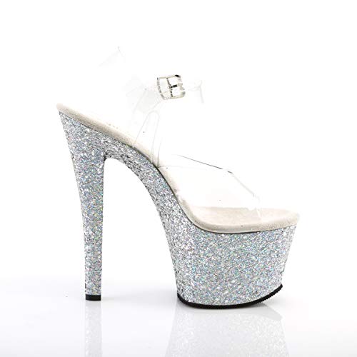 Pleaser SKY-308LG Clr/Slv Multi Glitter UK 4 (EU 37)