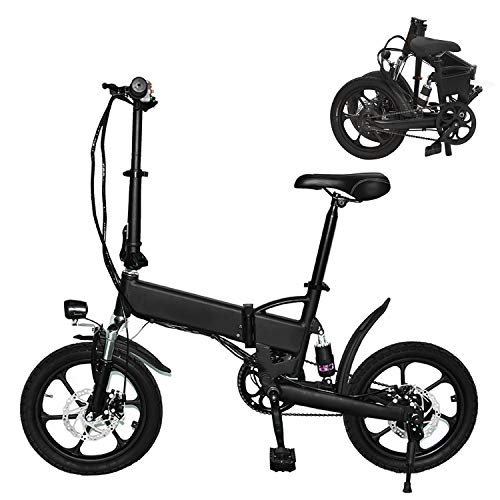 Plegable Eléctrico De La Bicicleta, Moto Interurbana De 16 Pulgadas Ajustable Velocidad E-Bici, A 30 Km Rango, 36V Batería Recargable 250W / Litio, Adulto Unisex Bicicleta Eléctrica,36V 5.2Ah