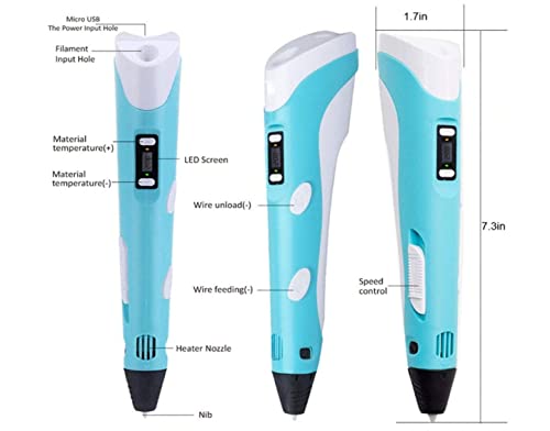 Pluma de Impresión 3D con Impresion 3D Inteligente Compatible con PLA y ABS, Manual de dibujo Incluido, Pantalla LCD, 3D Pen Juguetes/Regalos para Niños… (Rosa)