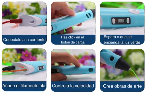 Pluma de Impresión 3D con Impresion 3D Inteligente Compatible con PLA y ABS, Manual de dibujo Incluido, Pantalla LCD, 3D Pen Juguetes/Regalos para Niños… (Rosa)