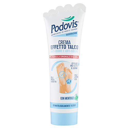 Podovis, Crema efecto talco, absorbe el sudor y previene la formación de malos olores, propiedades hidratantes, sensación de frescor, 100 ml