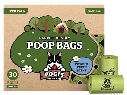 Pogi's Poop Bags - Bolsas para excremento de Perro - 30 Rollos (450 Bolsas) - Grandes, Biodegradables, Perfumadas, Herméticas