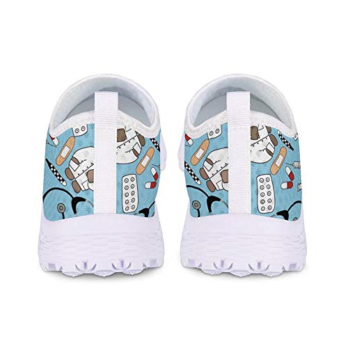 POLERO Nurse Bear Zapatillas Zapatos Deportivos de Enfermera para Mujer Zapatos sin Cordones Zapatos de Trabajo Ligeros y cómodos para Caminar para Mujeres, Azul, Talla 37