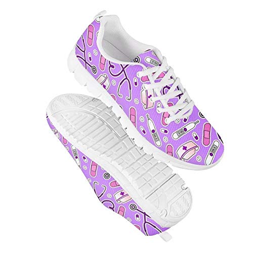 POLERO Nurse Zapatillas para Enfermera patrón para Mujer Hombre Zapatillas Deportivas Ligeras para Correr Gimnasio Zapatillas Zapatos de Ocio 36-45 EU