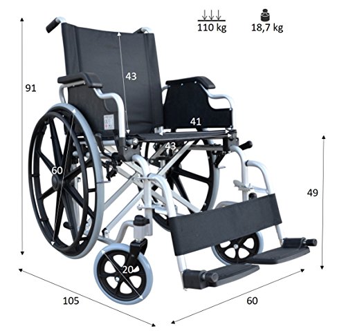 POLIRONESHOP DELO Silla de ruedas autopropulsable plegable y portátil de acero