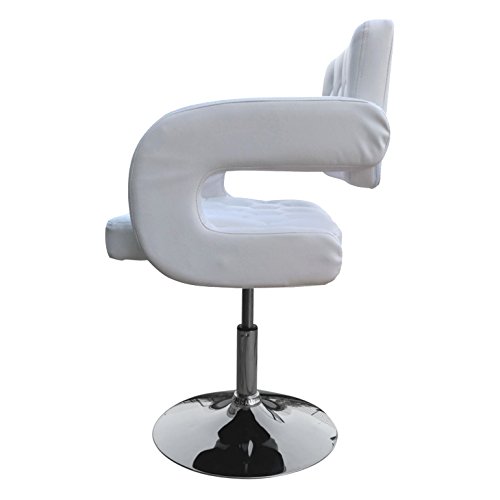 Polironeshop - Lisbona - Sillón taburete giratorio elegante de piel sintética para casa, oficina, vestíbulo, hotel, sala de espera, con pistón de gas, regulable, Bianco