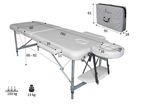 Polironeshop Titano - Camilla sin respaldo, portátil, plegable, ligera, con funda, de aluminio, para masajes, tratamientos de estética y fisioterapia, depilación, reconstrucción y decoración de uñas