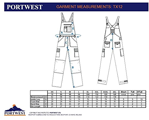 Portwest - Peto tx12grtxl texto con contraste de color y de aparatos ortopédicos, gris, xl