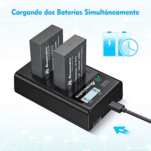 Powerextra 2 x Baterías de Reempalzo para Canon LP-E12 con Cargador Doble para Canon LP E12 y Canon EOS M EOS M50 EOS M100 EOS Rebel SL1 EOS 100D Canon Powershot sx 70 HS