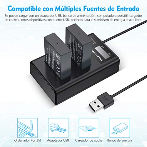 Powerextra 2 x Baterías de Reempalzo para Canon LP-E12 con Cargador Doble para Canon LP E12 y Canon EOS M EOS M50 EOS M100 EOS Rebel SL1 EOS 100D Canon Powershot sx 70 HS