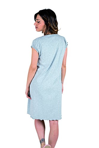 Premamy - Camisa Clinica para Maternidad, Modelo de Frente Abierto, algodón elástico de Dos vías, pre-Post-Parto - Gris - VII (XXL)