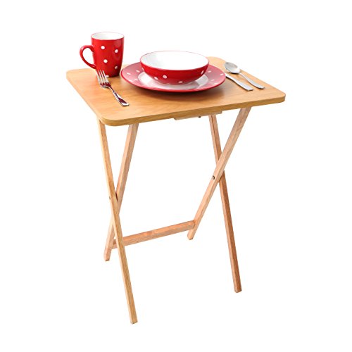 Premier Housewares - Mesa Auxiliar Plegable de Madera, 49 x 39 x 65 cm, Color marrón Claro