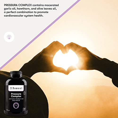 Pressura Complex, con Aceite de Ajo, Espino Blanco y Hojas de Olivo, 300 Perlas | 100% Ingredientes Naturales, Sin Aditivos, Libre de Soja | de Zenement