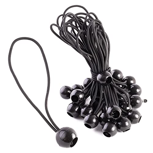 PRETEX - 25 Tensores Elásticos con Bola - Tensor Profesional de Goma - Cuerda para Sujetar - Para Carteles, Lonas, Cortinas de Jardín, Pabellones, Tiendas de Campaña