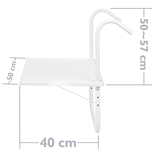 PrimeMatik - Mesa Rectangular de Polipropileno para balcón 52x40cm Blanco