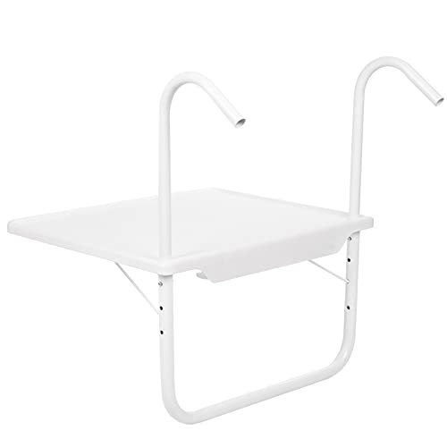 PrimeMatik - Mesa Rectangular de Polipropileno para balcón 52x40cm Blanco