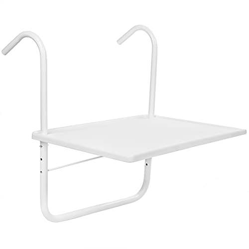 PrimeMatik - Mesa Rectangular de Polipropileno para balcón 52x40cm Blanco