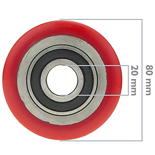 PrimeMatik - Rueda para transpaleta Rodillo de Poliuretano de 80x70 mm 800 Kg 4-Pack