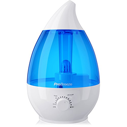 Pro Breeze Humidificador de Aire Ultrasónico Silencioso de 3,8L, Difusor de Aromas, Luz LED Nocturna, Apagado Automático y Regulador de Potencia. Ideal para Casa, Dormitorios de Bebés y Habitaciones